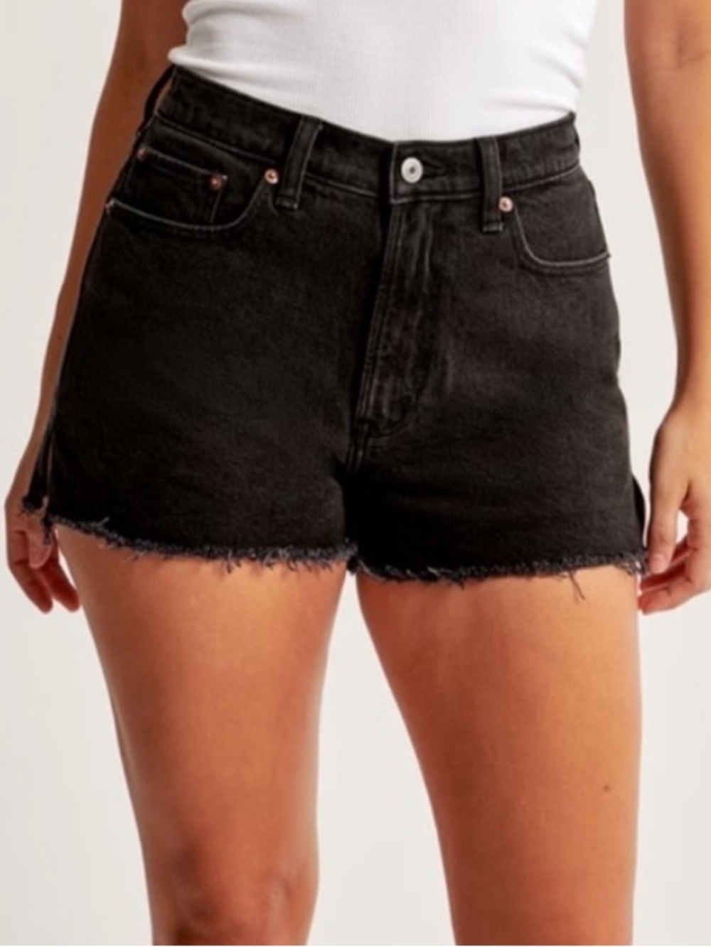 Abercrombie & Fitch Black High-Rise Denim Cutoff Shorts